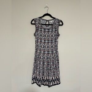 Sophie Max Navy Pink Floral Mini Dress Size Medium NWT Art Deco Retro